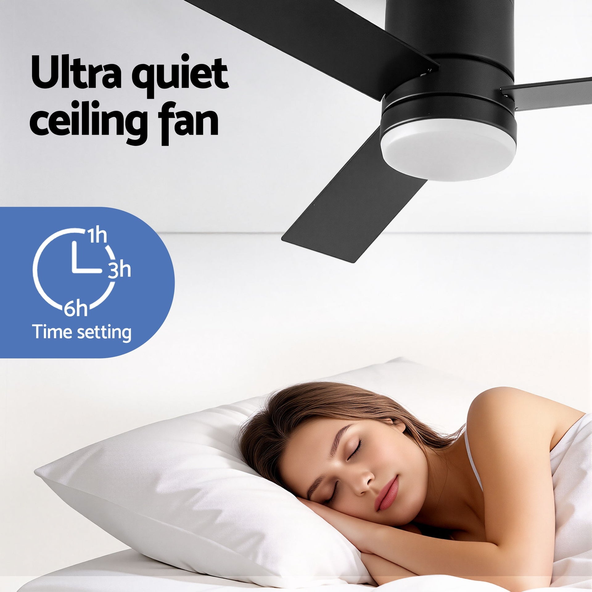 Devanti 52'' Ceiling Fan 3 Blades Double-sided DC Motor w/Light w/Remote Light Wood and bLack Awezingly