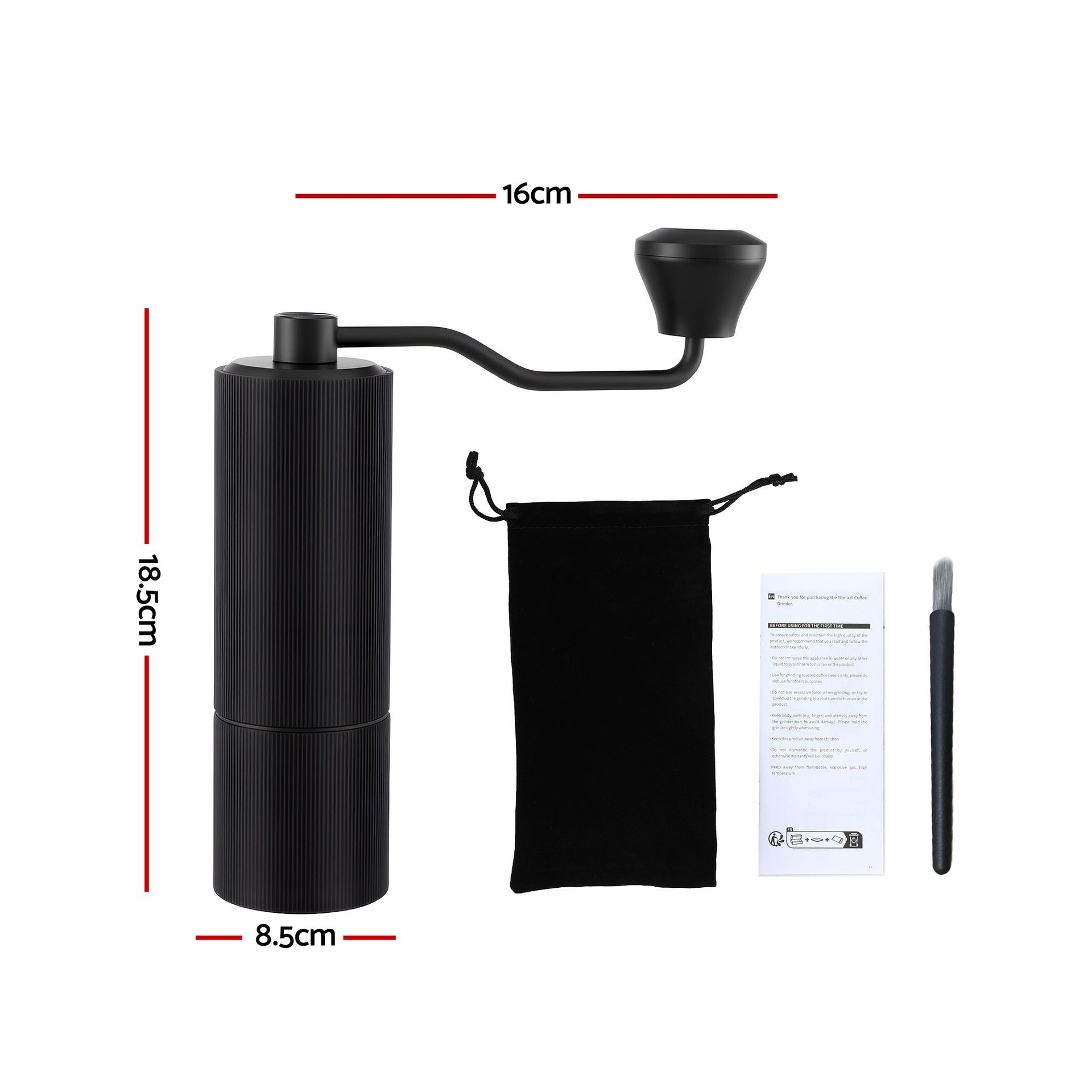 Devanti Manual Coffee Grinder with 24 Adjustable Settings | Hand Coffee Bean Burr Mill for Espresso French Press | Portable Stainless Steel Quiet Grinder with Storage Bag for Travel Camping, Black Awezingly