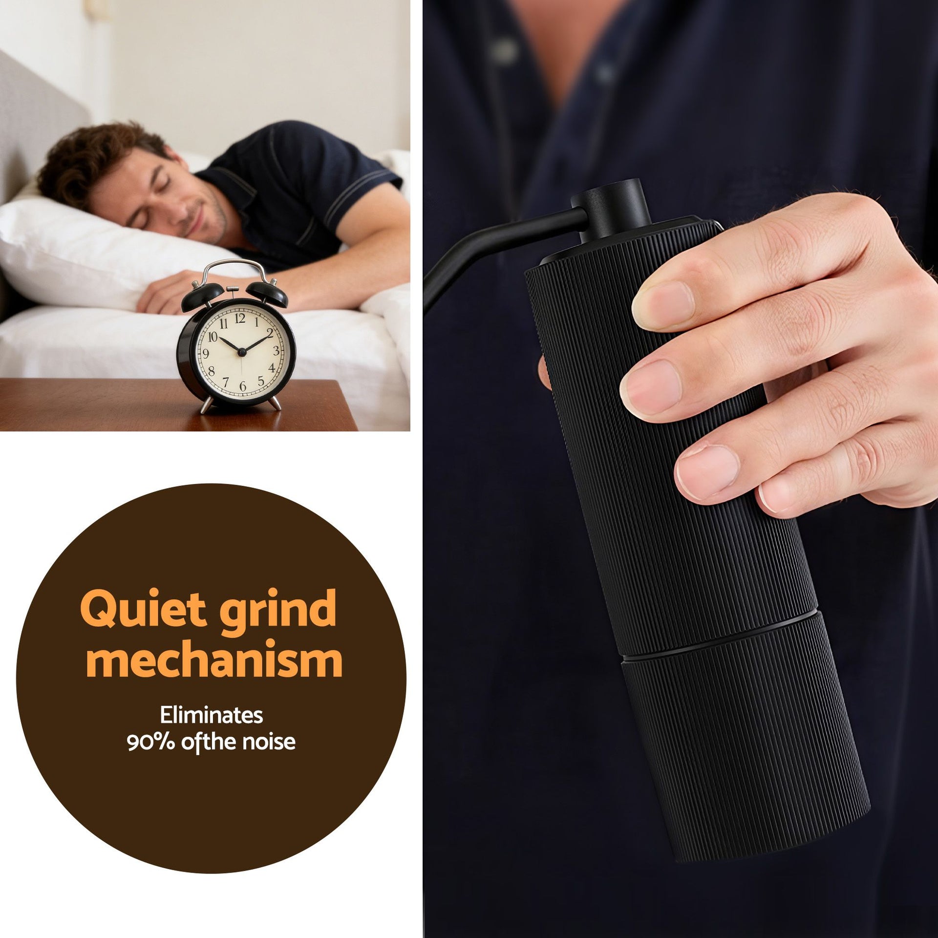Devanti Manual Coffee Grinder with 24 Adjustable Settings | Hand Coffee Bean Burr Mill for Espresso French Press | Portable Stainless Steel Quiet Grinder with Storage Bag for Travel Camping, Black Awezingly