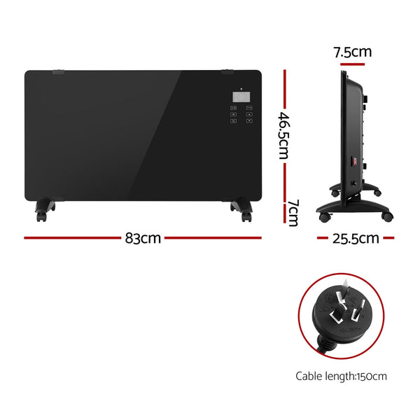 Devanti Electric Convection Heater Black 2000W Devanti