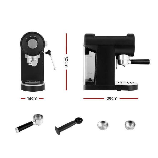 Devanti 20 Bar Coffee Machine Espresso Cafe Maker Black Devanti