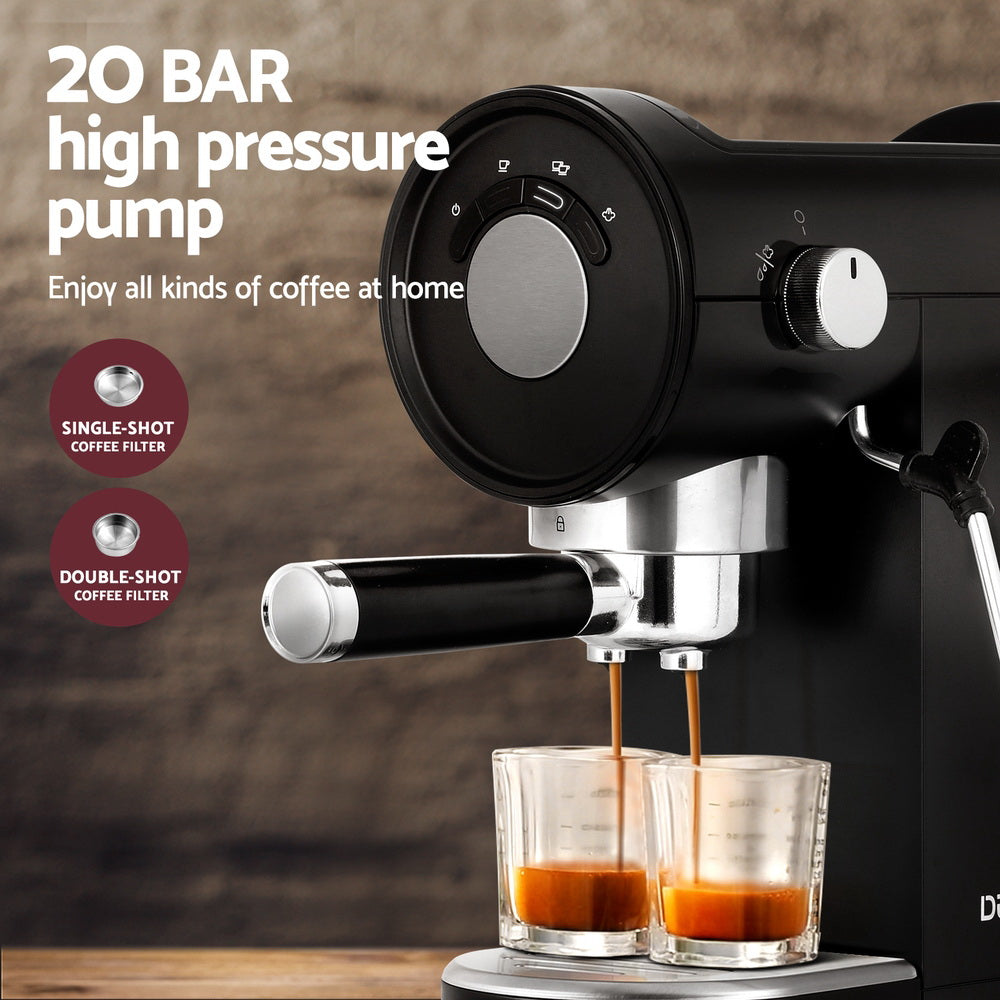 Devanti 20 Bar Coffee Machine Espresso Cafe Maker Black Devanti