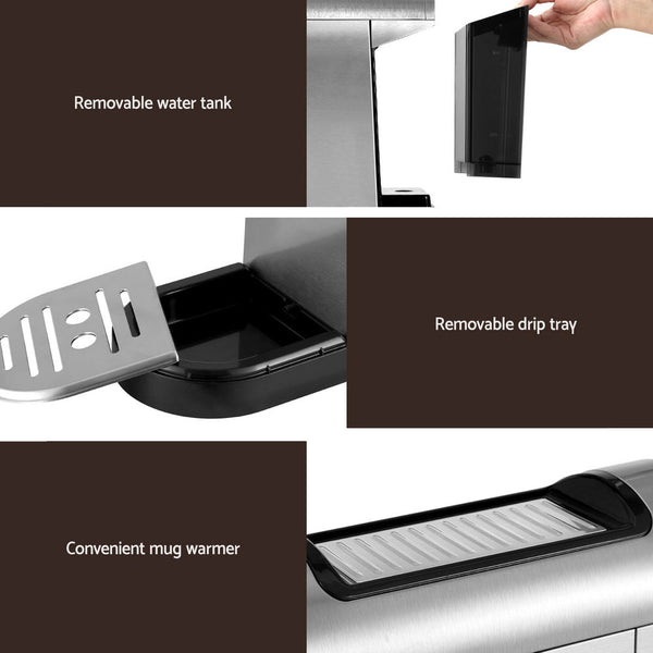 Devanti Coffee Machine Espresso Maker 20 Bar Milk Frother Cappuccino Latte Cafe Devanti