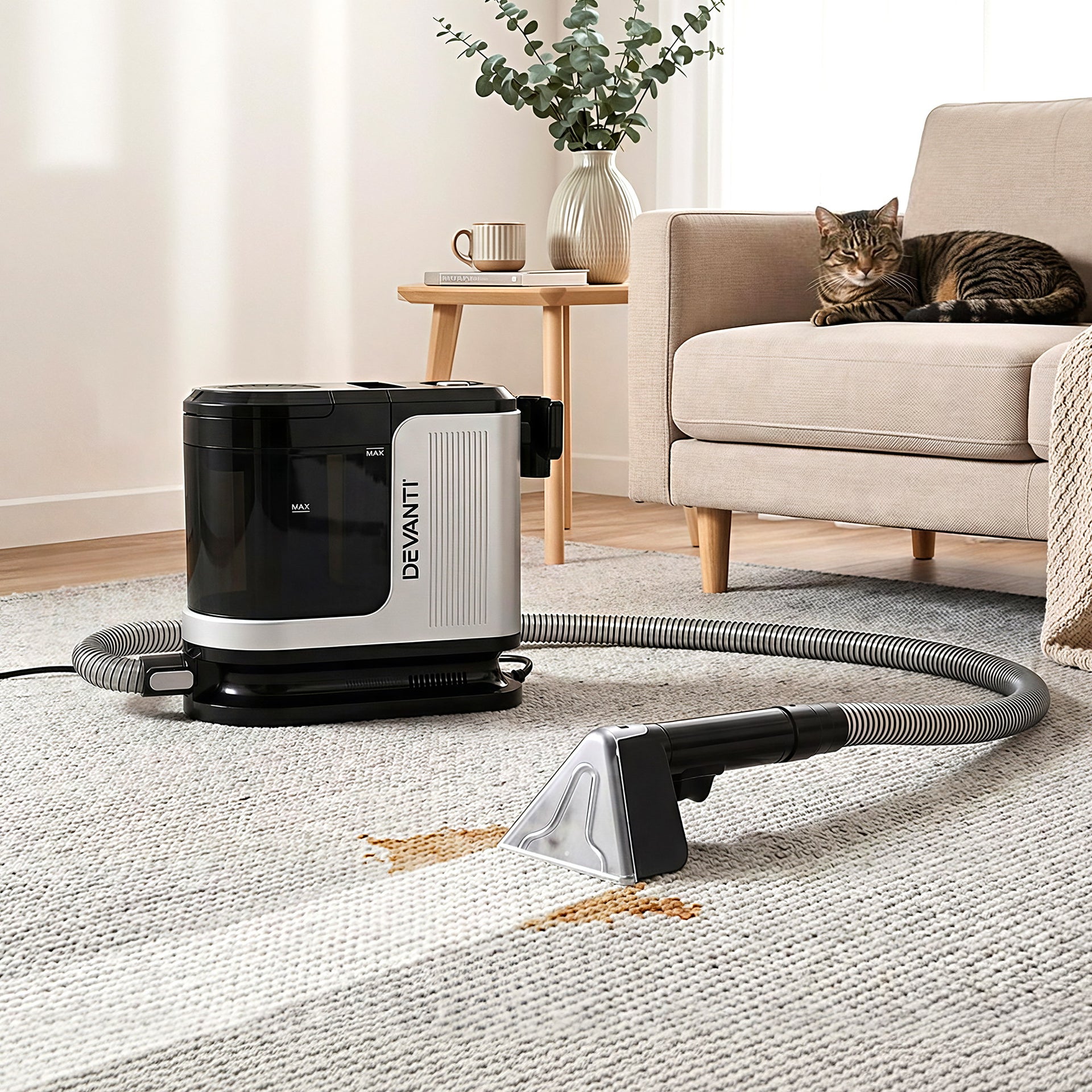 Devanti Carpet Washer Vacuum Cleaner 600W 13kpa Hose Self-Cleaning Function Awezingly