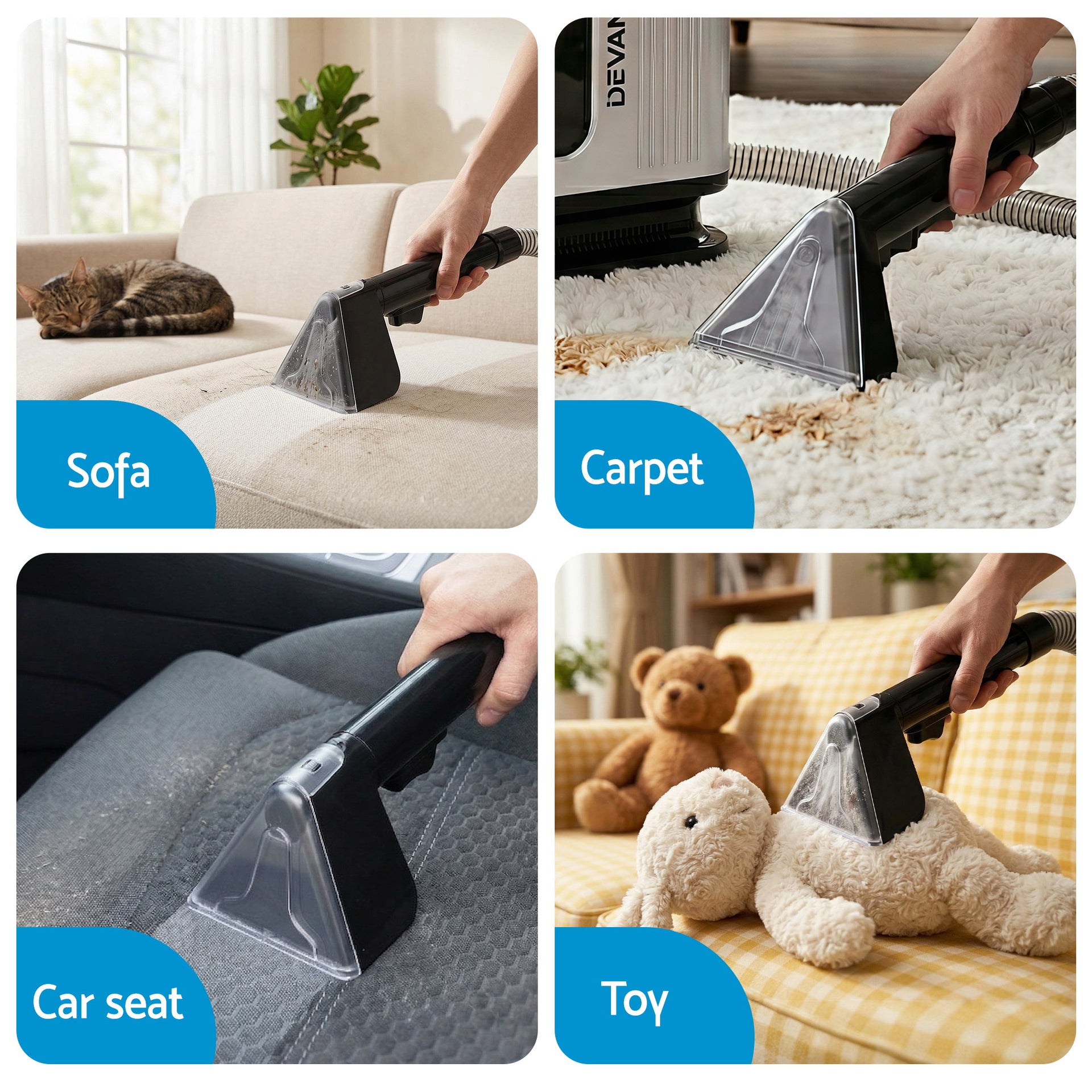 Devanti Carpet Washer Vacuum Cleaner 600W 13kpa Hose Self-Cleaning Function Awezingly