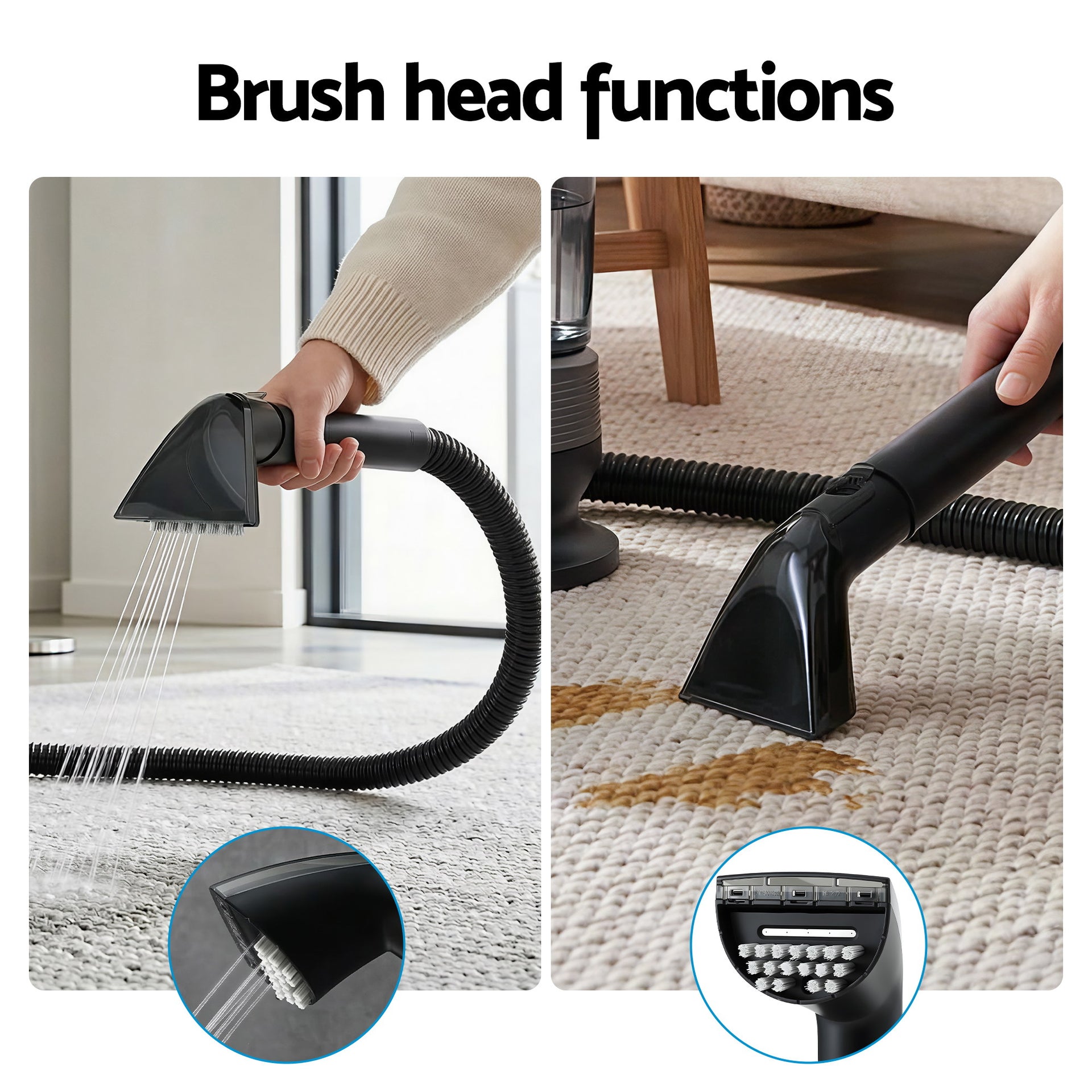 Devanti Carpet Washer Handheld Vacuum Cleaner 1700W 11kpa Rapid Heating Black Awezingly