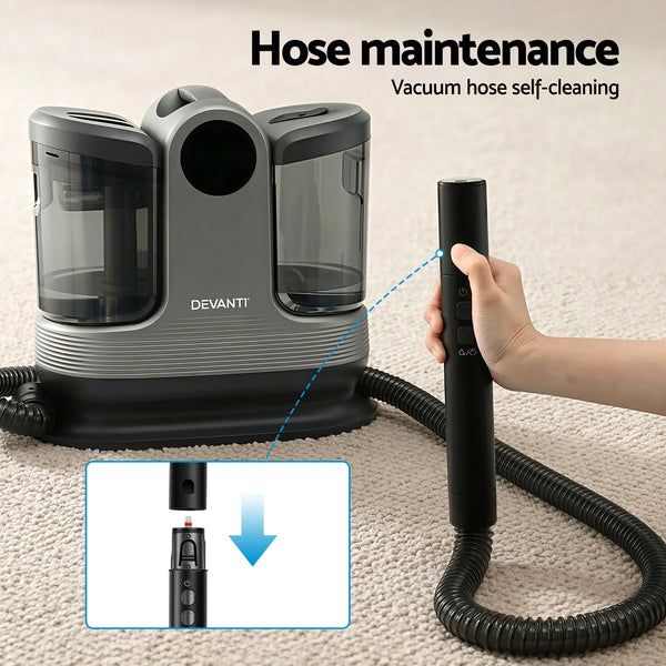 Devanti Carpet Washer Handheld Vacuum Cleaner 1700W 11kpa Rapid Heating Black Awezingly