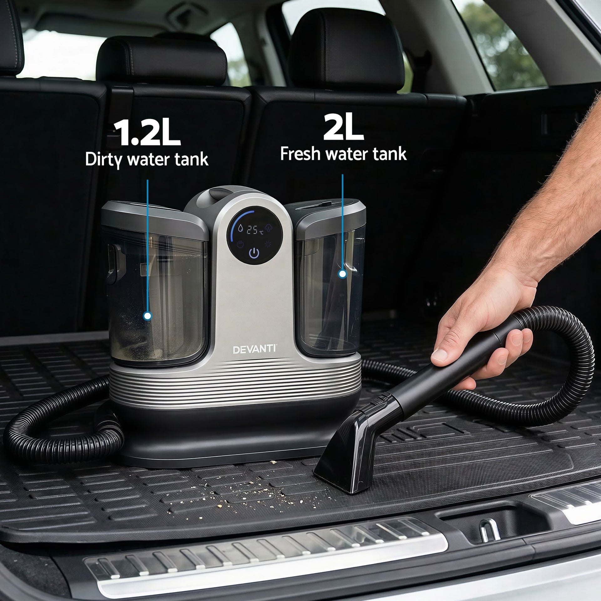 Devanti Carpet Washer Handheld Vacuum Cleaner 1700W 11kpa Rapid Heating Black Awezingly