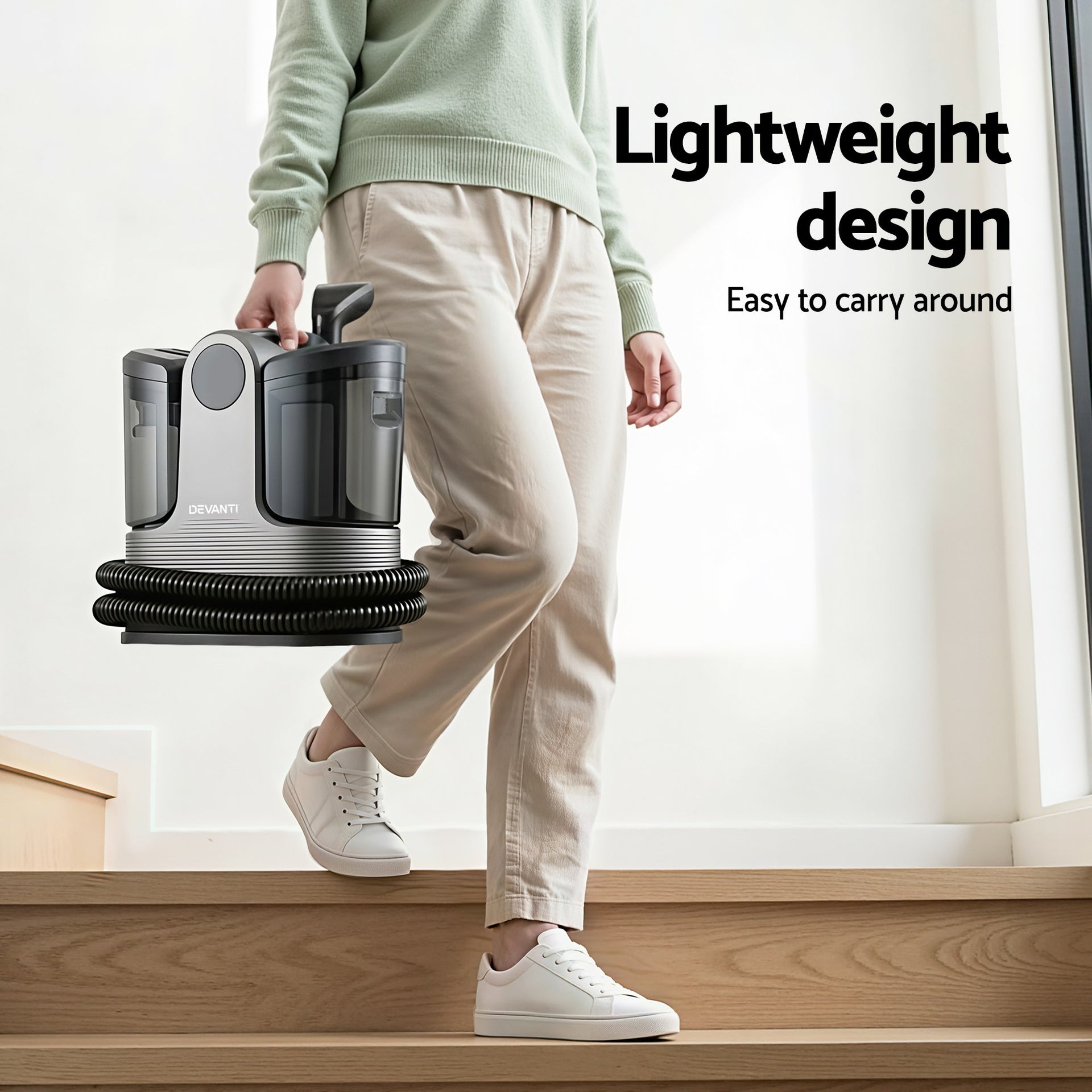 Devanti Carpet Washer Handheld Vacuum Cleaner 1700W 11kpa Rapid Heating Black Awezingly