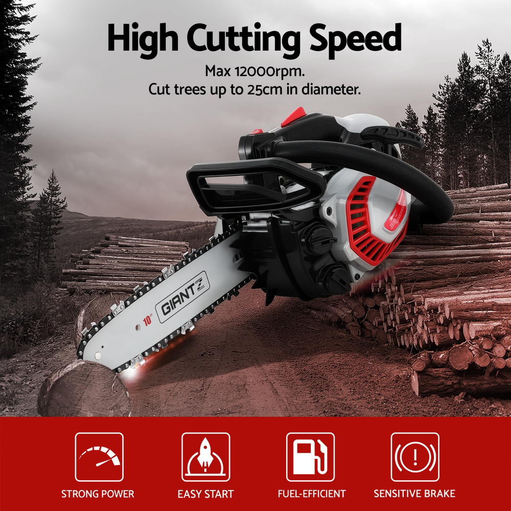 Giantz 25CC Petrol Chainsaw 10'' Bar Chain Saw Lightweight for Pruning Cutting Awezingly