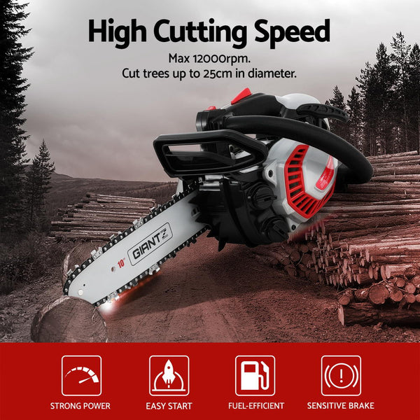 Giantz 25CC Petrol Chainsaw 10'' Bar Chain Saw Lightweight for Pruning Cutting Awezingly