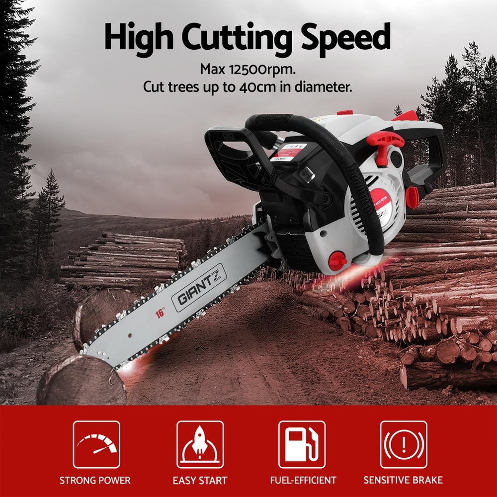 Giantz 42CC Petrol Chainsaw 16'' Bar Chain Saw Lightweight for Pruning Cutting Awezingly