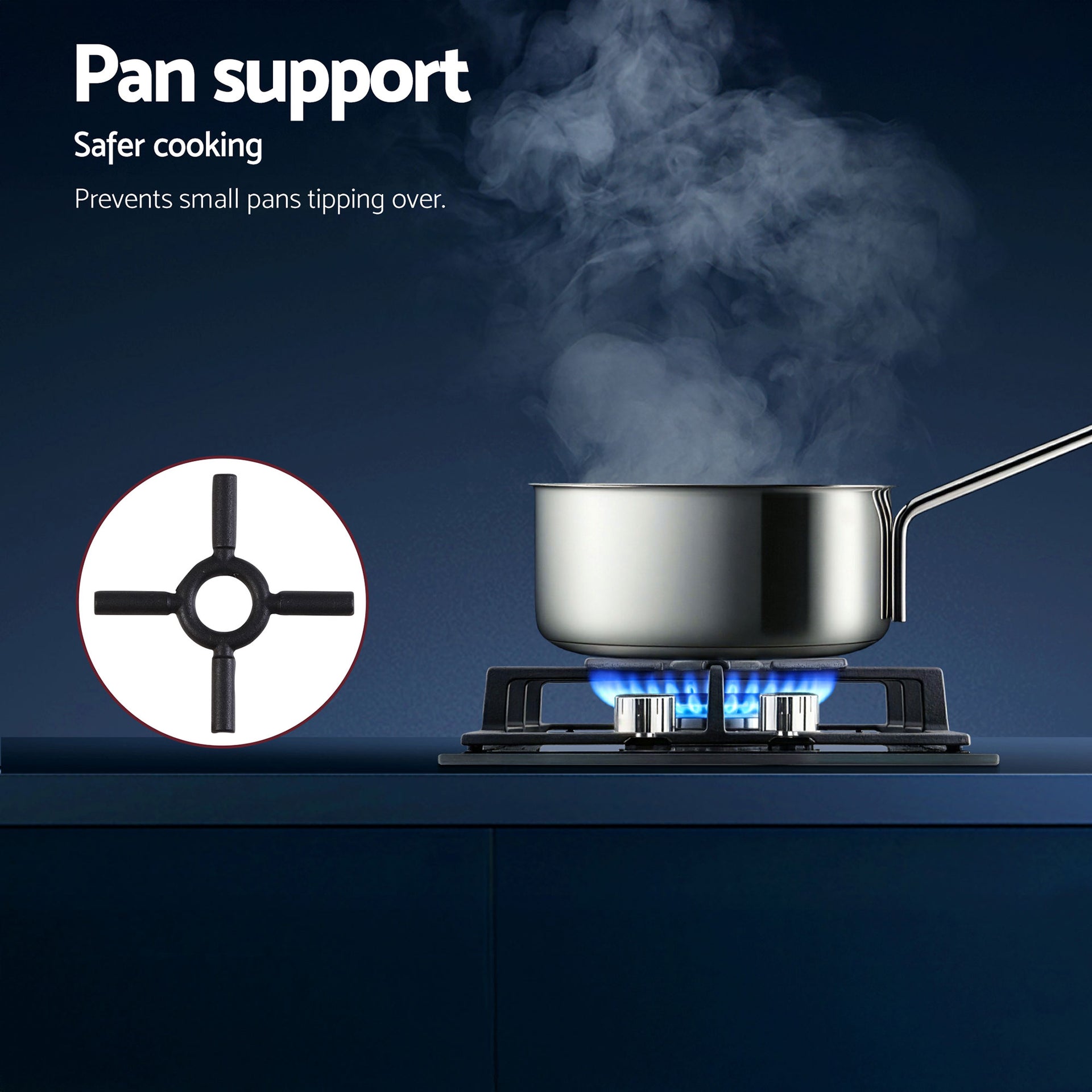 Devanti Gas Cooktop 30cm 2 Burner Built-in Stove Glass Cook Top NG LPG Wok Burner Awezingly