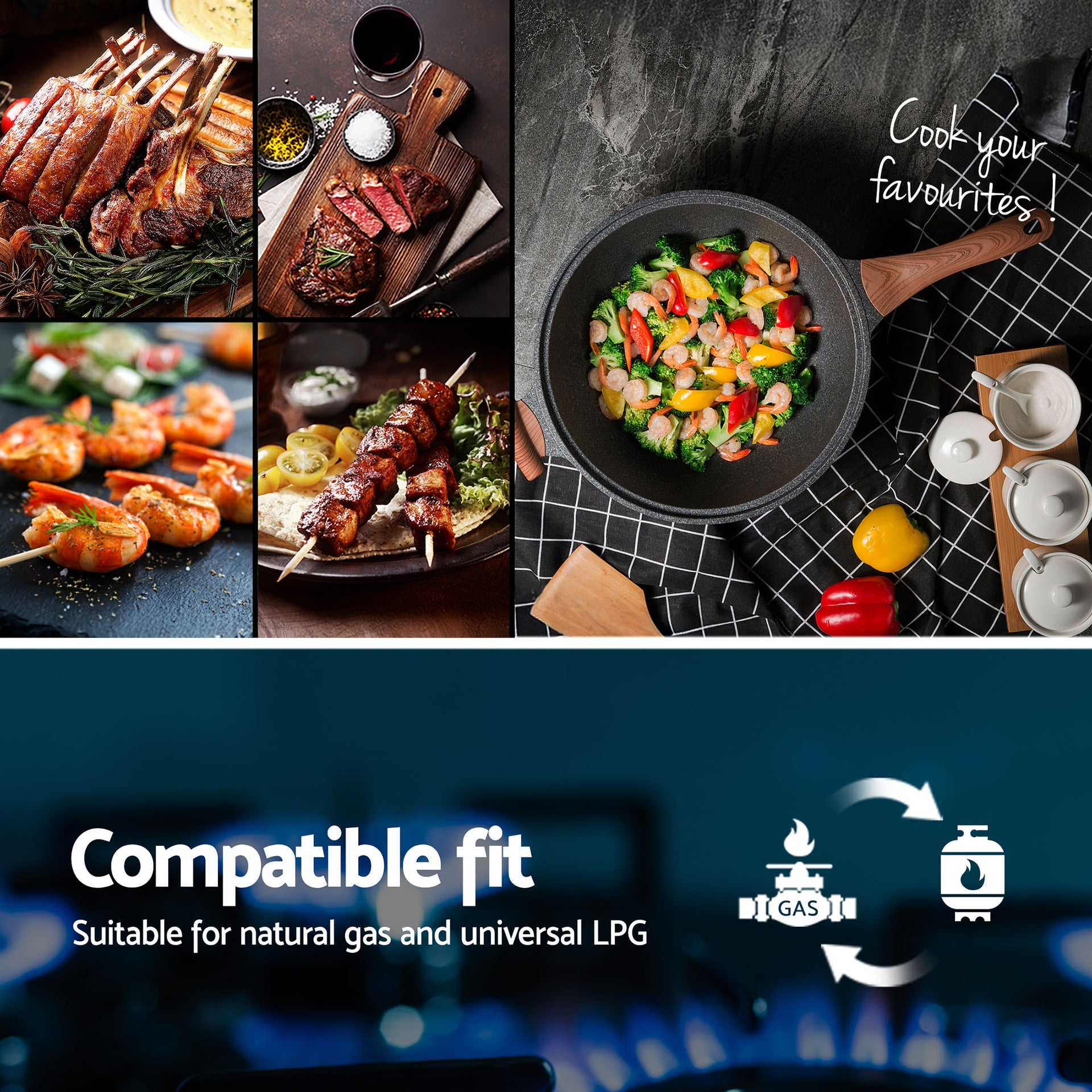 Devanti Gas Cooktop 30cm 2 Burner Built-in Stove Glass Cook Top NG LPG Wok Burner Awezingly