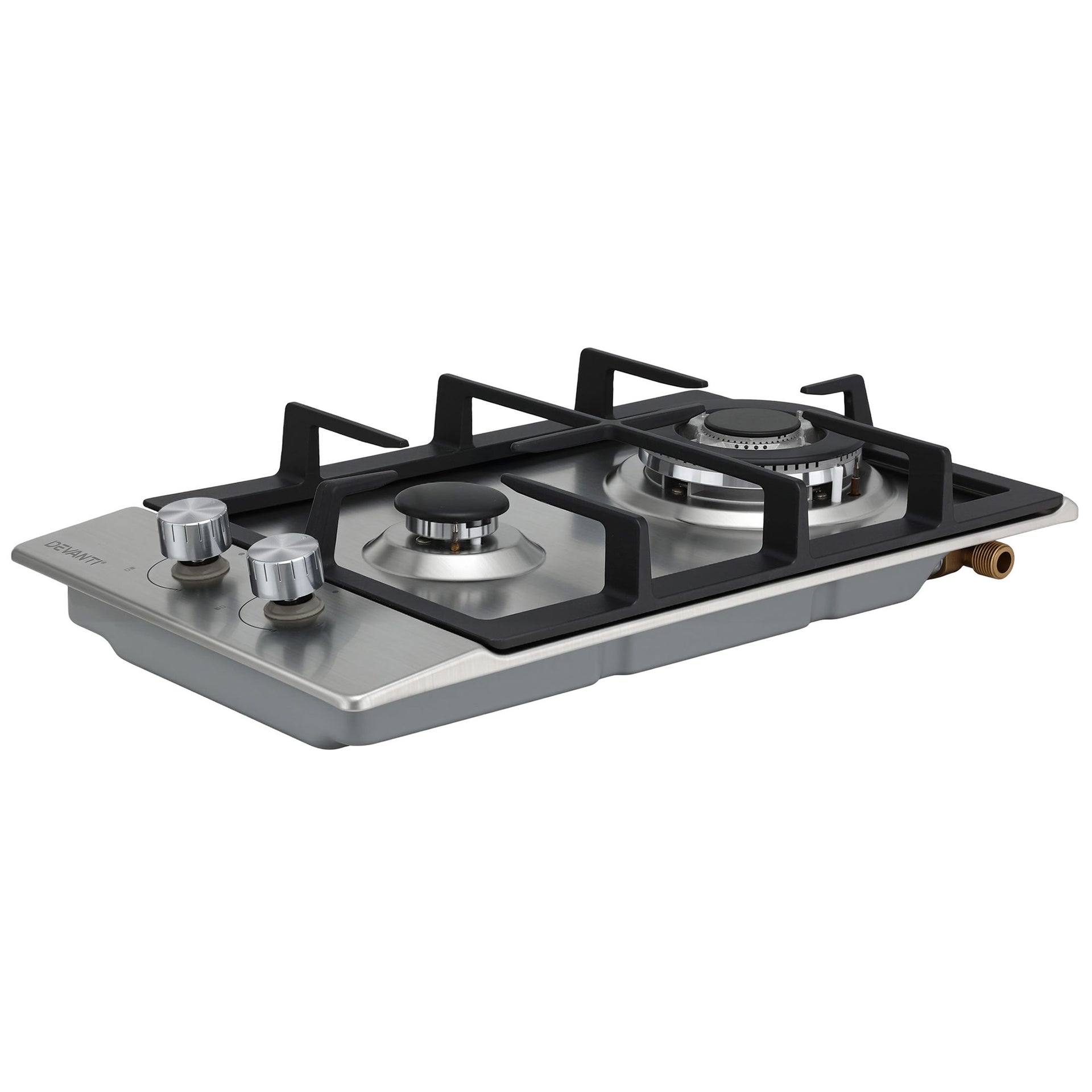 Devanti Gas Cooktop 30cm 2 Burner Silver Awezingly