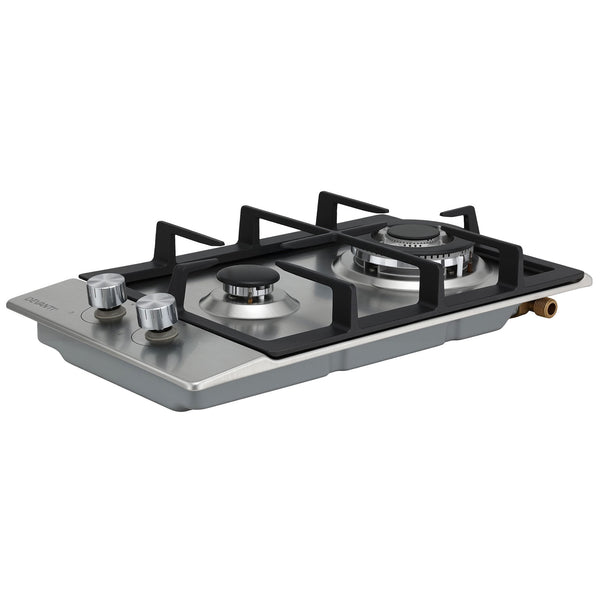 Devanti Gas Cooktop 30cm 2 Burner Silver Awezingly