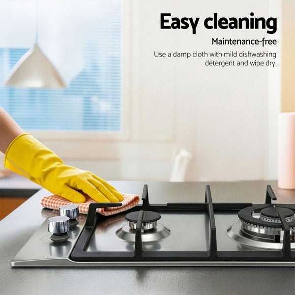 Devanti Gas Cooktop 30cm 2 Burner Silver Awezingly