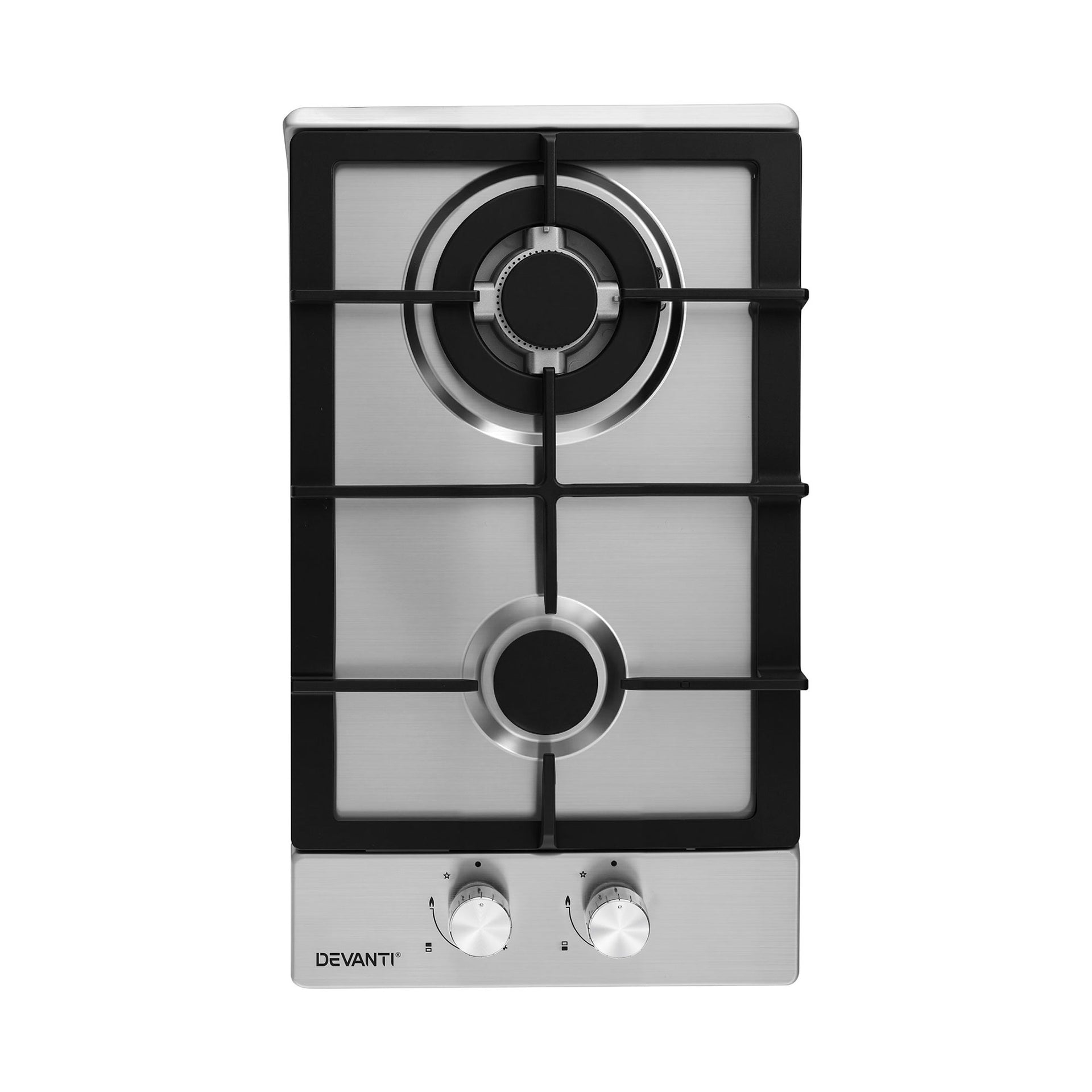 Devanti Gas Cooktop 30cm 2 Burner Silver Awezingly