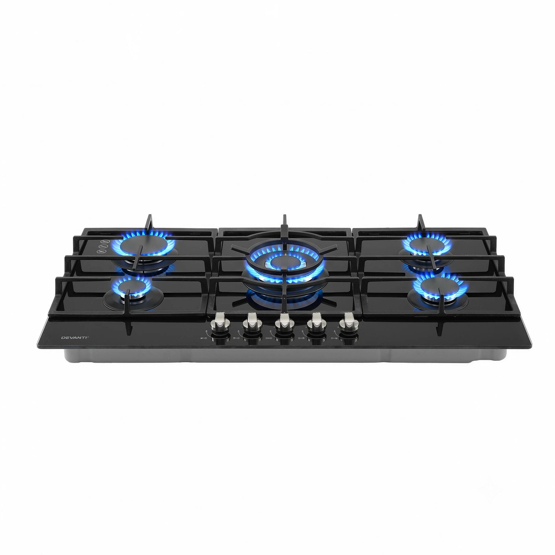 Devanti 90cm Gas Cooktop 5 Burner LPG NG Tempered Glass Hob Black Awezingly