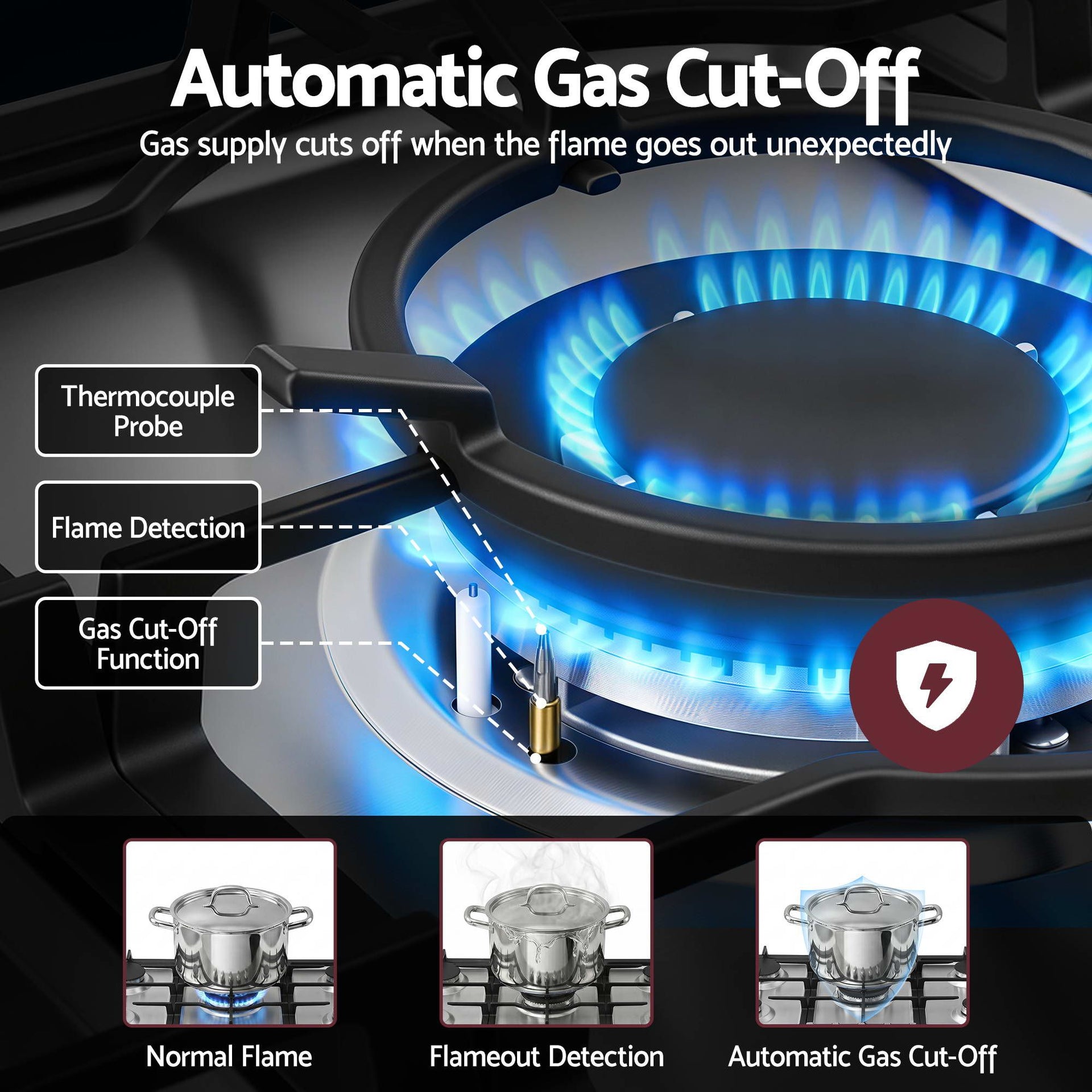 Devanti 90cm Gas Cooktop 5 Burner LPG NG Stainless Steel Hob Silver Awezingly