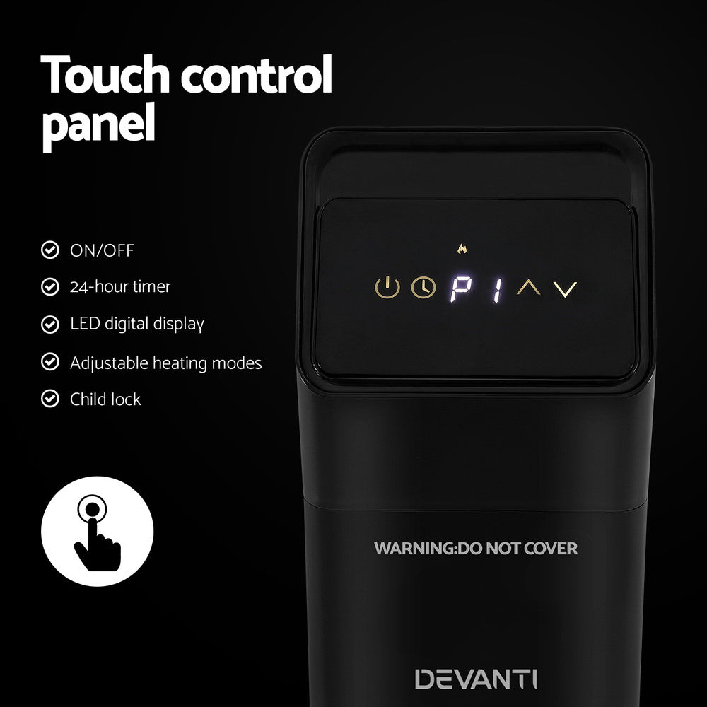 Devanti Radiant Tower Heater Electric Portable Remote Control 2000W Heating Devanti