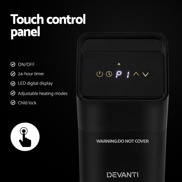 Devanti Radiant Tower Heater Electric Portable Remote Control 2000W Heating Devanti