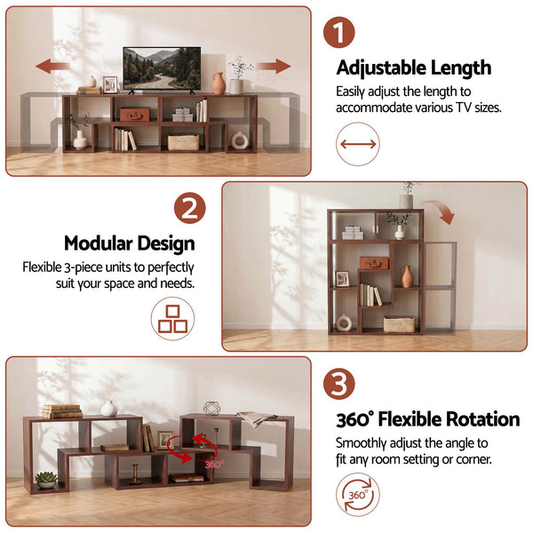Artiss Modular TV Stand 3 Piece Entertainment Unit Adjustable Bookcase Shelf Awezingly