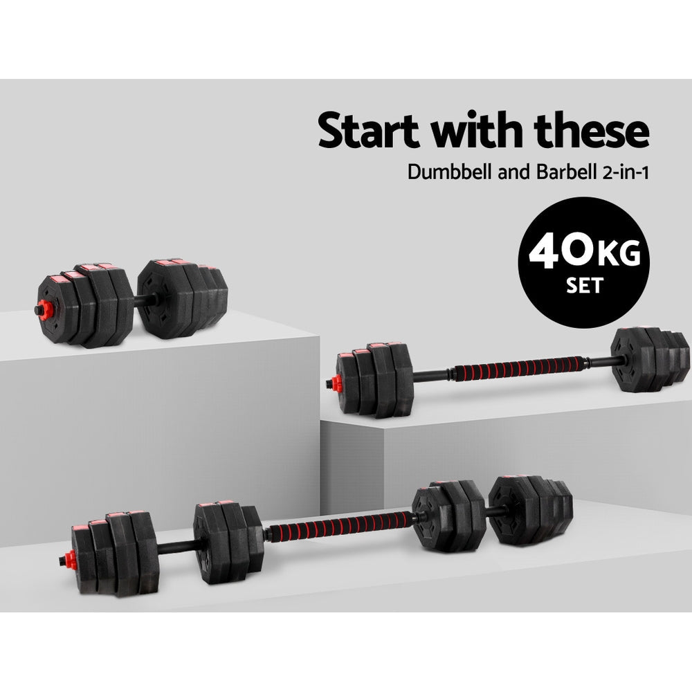 Everfit 40kg Dumbbells Barbell Set Adjustable Dumbbell Weight Lifting Awezingly