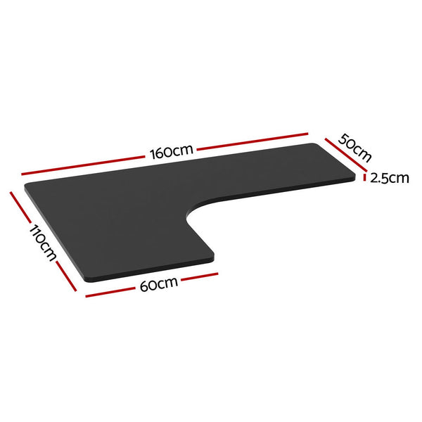Artiss Standing Desk Top L-shape Black 160CM Artiss