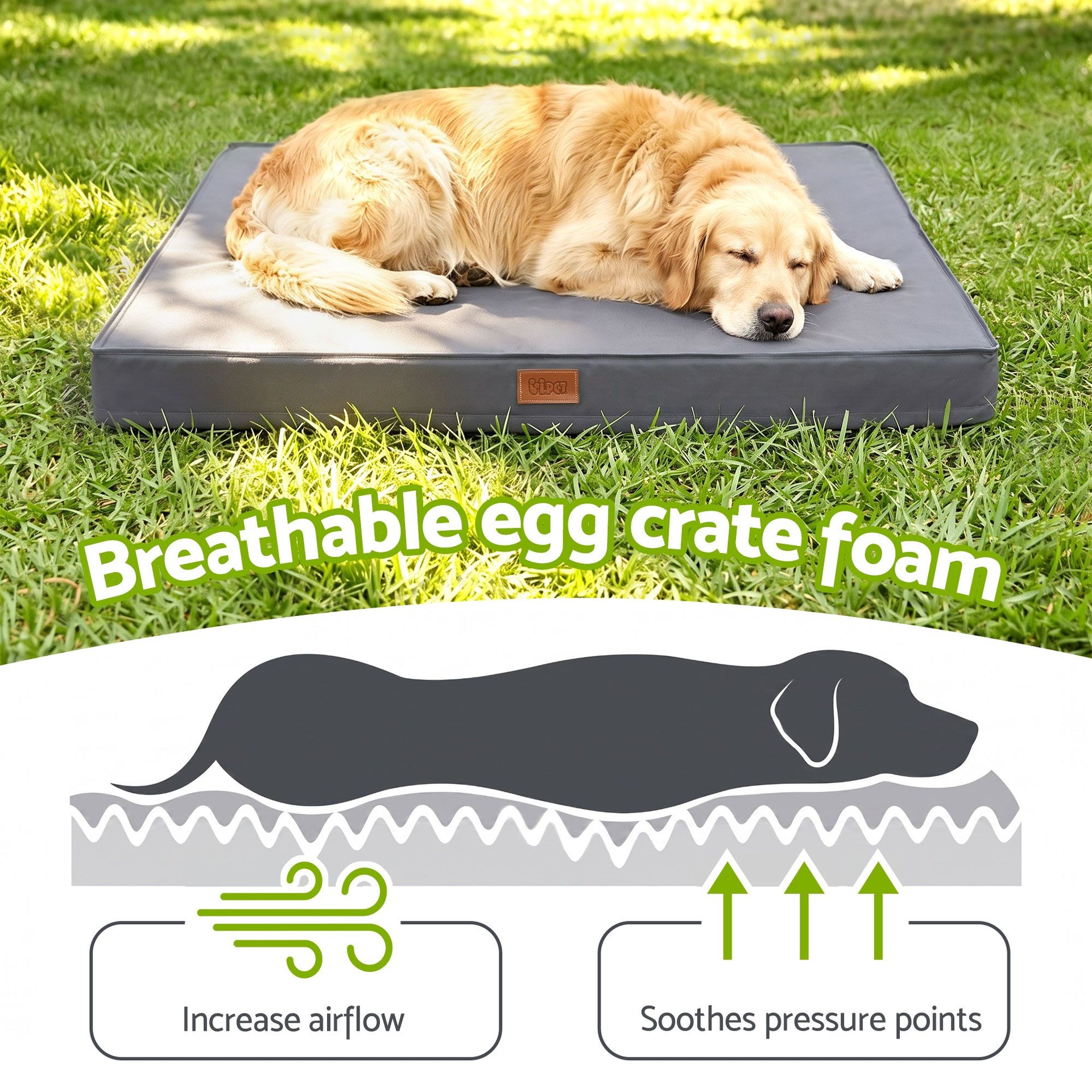 i.Pet Dog Bed Large Water-resistant Egg Crate Foam Orthopedic Pet Mat Grey i.Pet