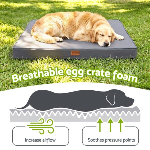 i.Pet Dog Bed Large Water-resistant Egg Crate Foam Orthopedic Pet Mat Grey i.Pet