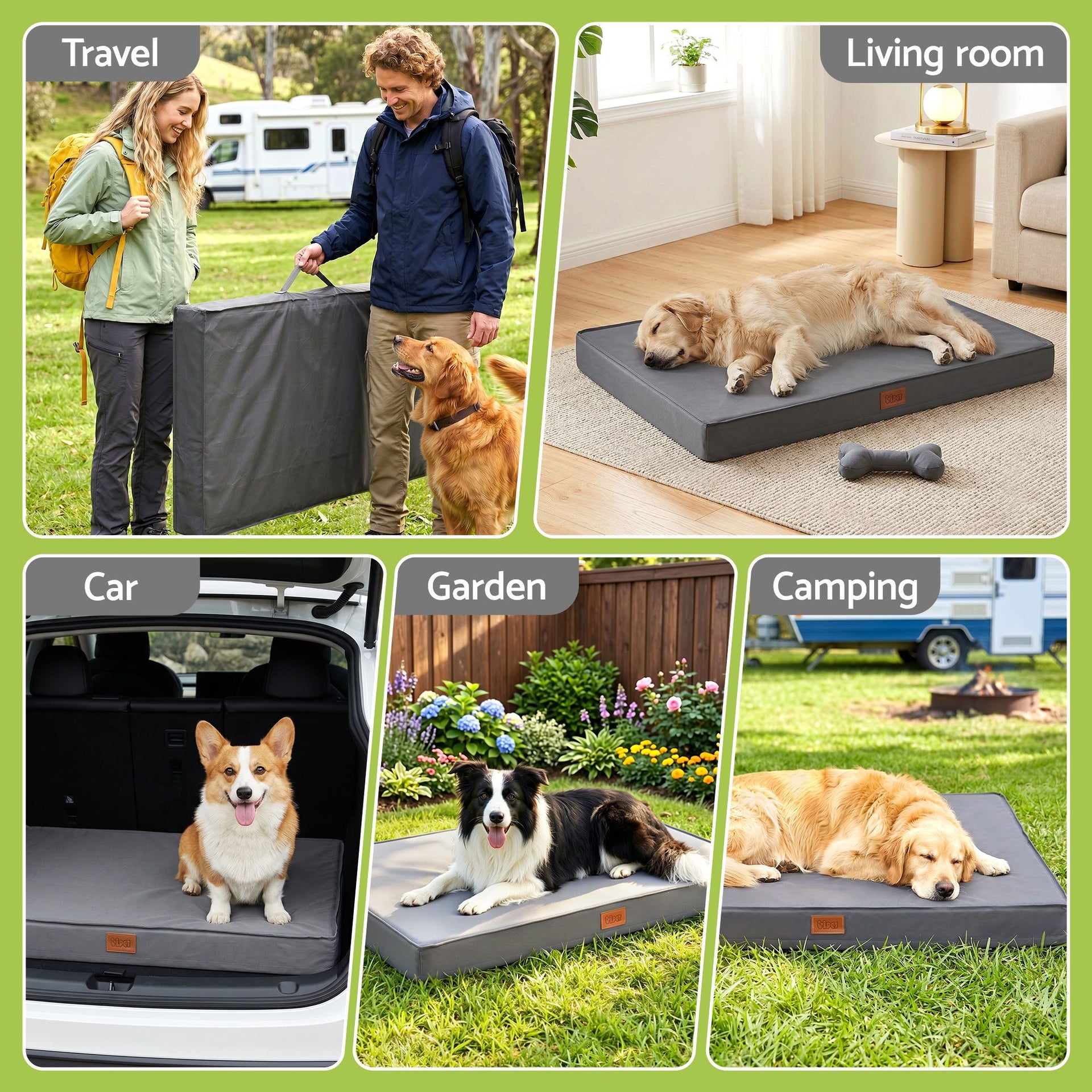 i.Pet Dog Bed Large Water-resistant Egg Crate Foam Orthopedic Pet Mat Grey i.Pet