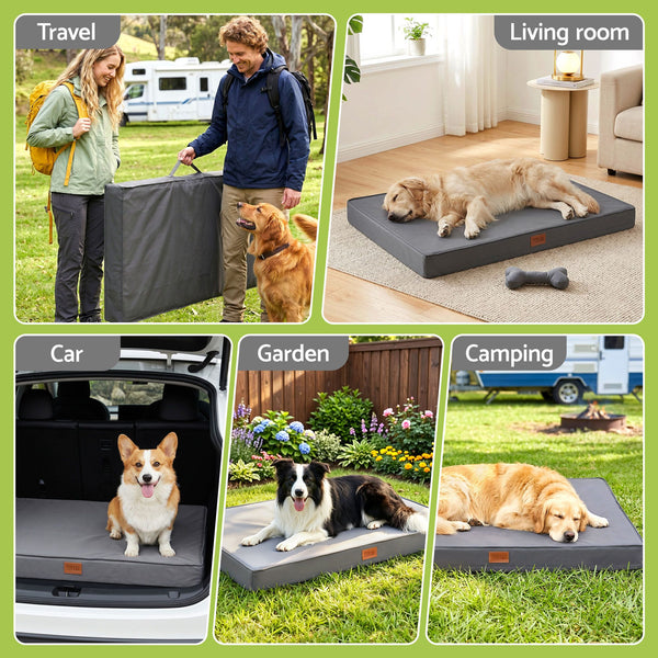 i.Pet Dog Bed Large Water-resistant Egg Crate Foam Orthopedic Pet Mat Grey i.Pet