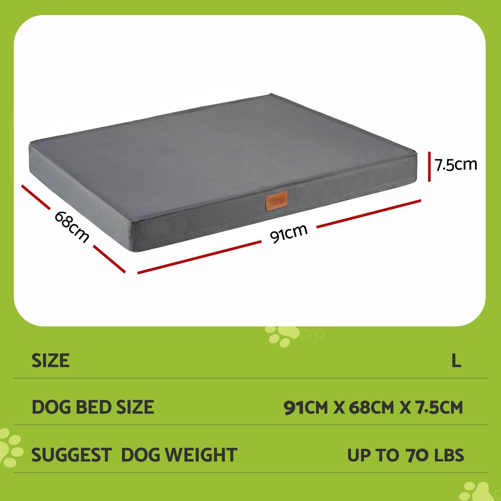 i.Pet Dog Bed Large Water-resistant Egg Crate Foam Orthopedic Pet Mat Grey i.Pet