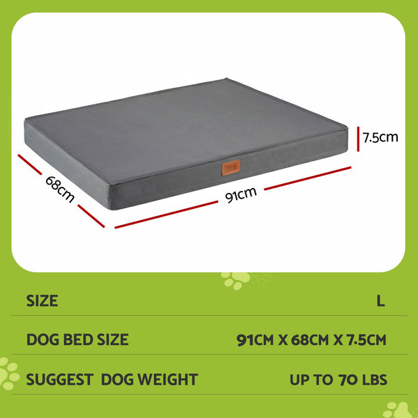 i.Pet Dog Bed Large Water-resistant Egg Crate Foam Orthopedic Pet Mat Grey i.Pet