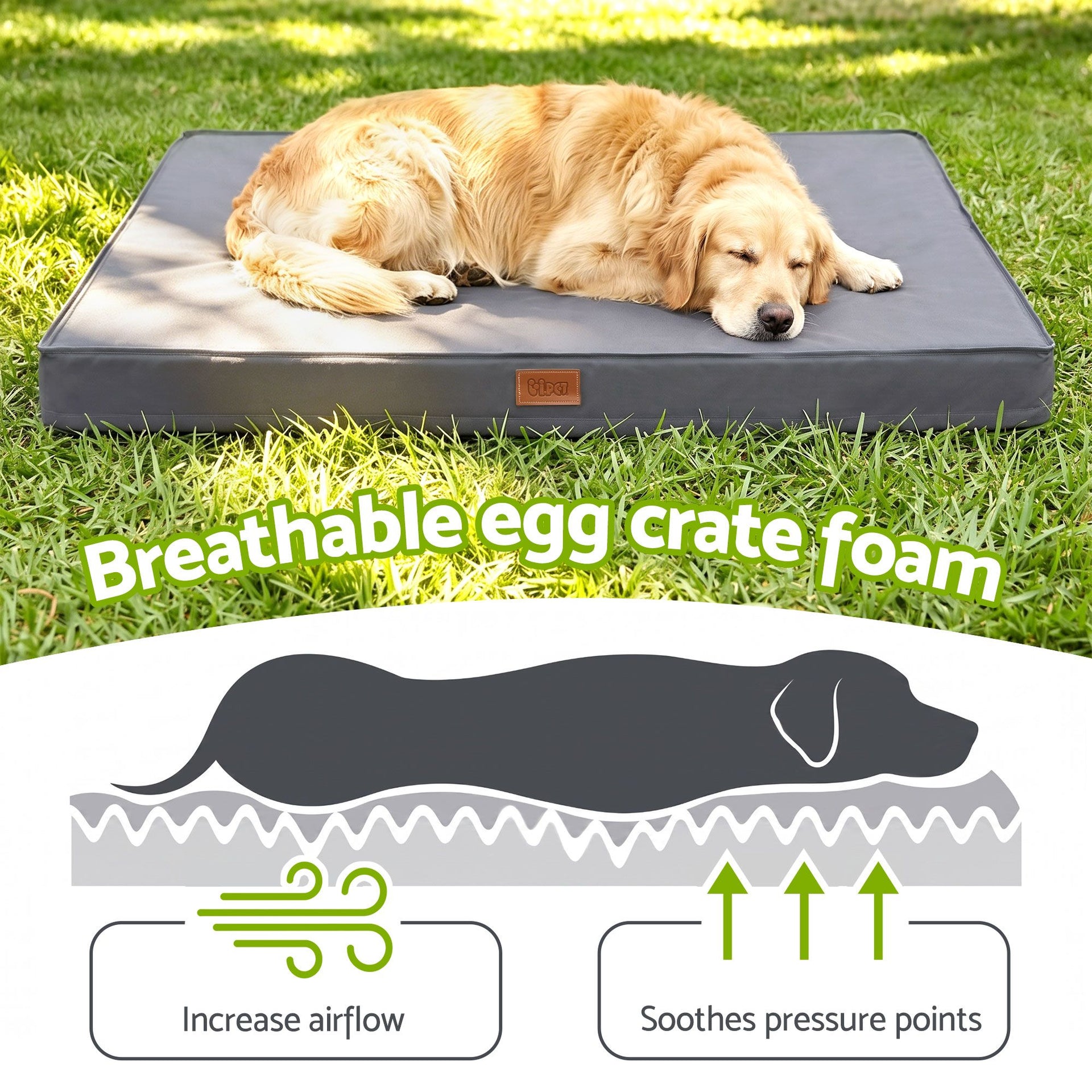 i.Pet Dog Bed XL Water-resistant Egg Crate Foam Orthopedic Pet Mat Grey i.Pet