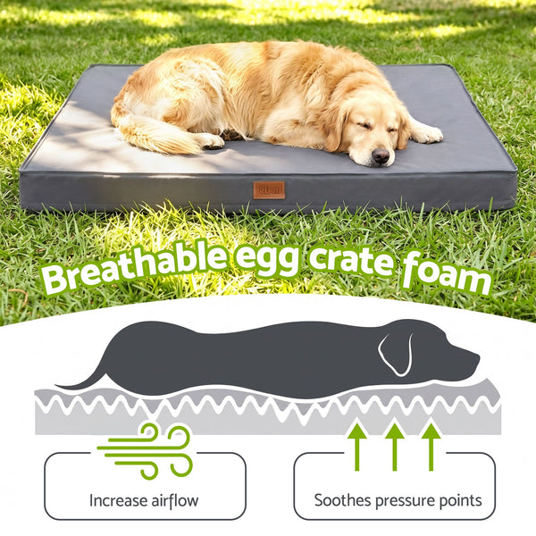 i.Pet Dog Bed XL Water-resistant Egg Crate Foam Orthopedic Pet Mat Grey i.Pet