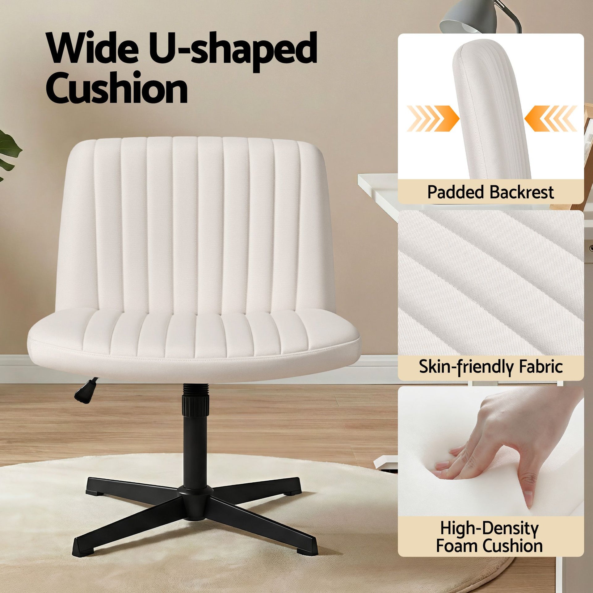 Artiss Office Desk & Chair Set 140cm Computer Desk with Rotatable Bookshelf & Criss Cross Office Chair Armless Swivel Chair, Home Office Study Workstation Furniture Awezingly