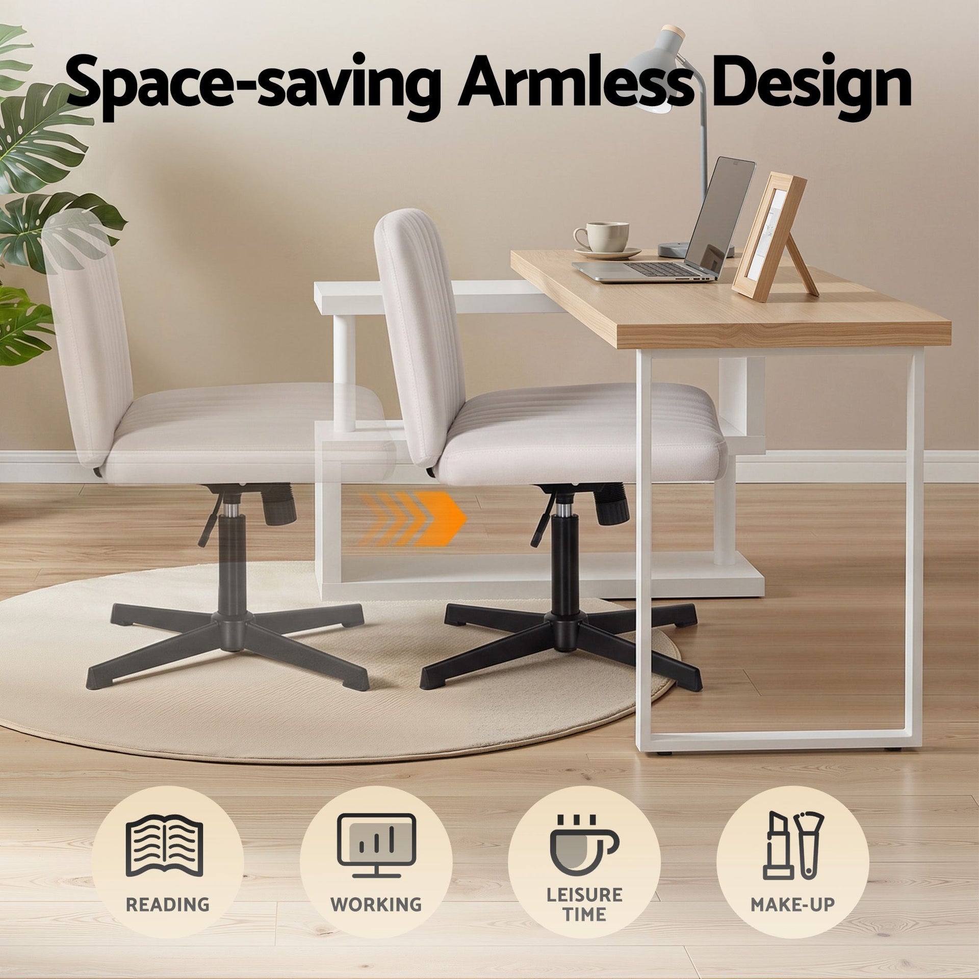 Artiss Office Desk & Chair Set 140cm Computer Desk with Rotatable Bookshelf & Criss Cross Office Chair Armless Swivel Chair, Home Office Study Workstation Furniture Awezingly