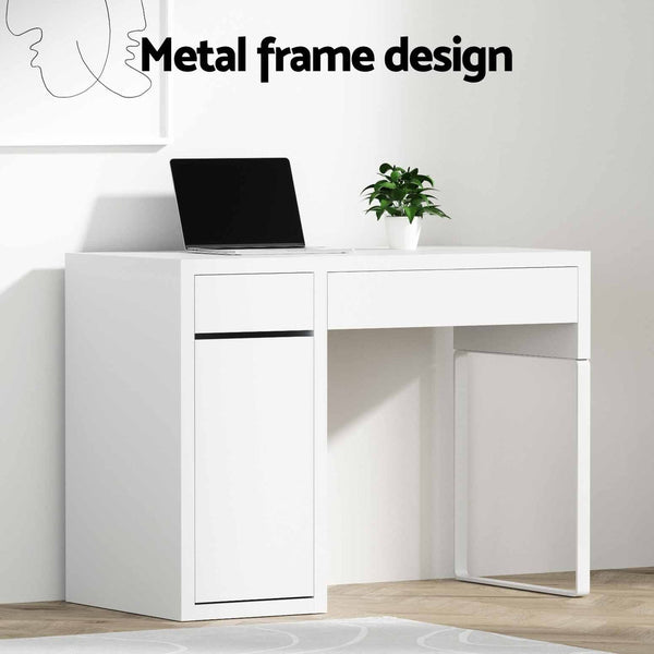 Artiss Metal Desk With Storage Cabinets - White Artiss