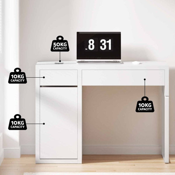 Artiss Metal Desk With Storage Cabinets - White Artiss