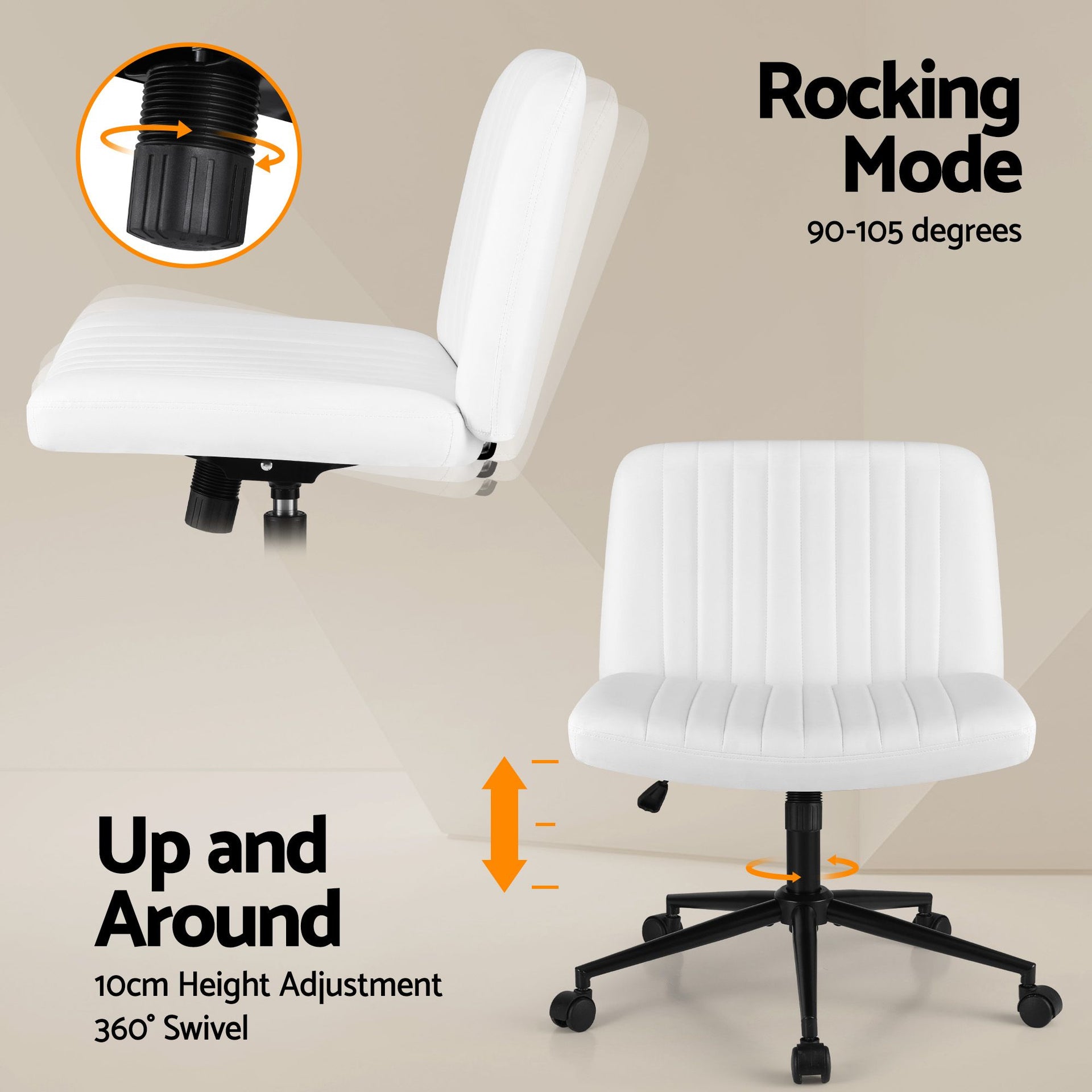 Artiss Office Desk & Chair Set 150cm Computer Desk with 6 Storage Shelves & Ergonomic Cross Legged Chair Armless Cross PU Leather Office Chair with Wheels Awezingly
