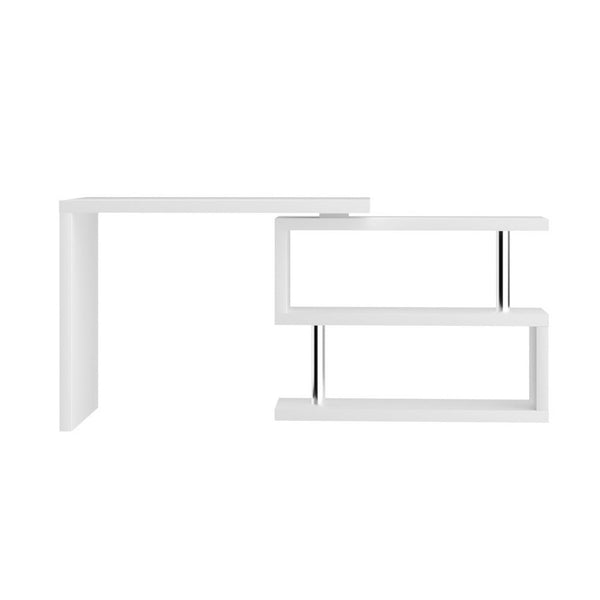 Artiss Rotary Corner Desk with Bookshelf - White Artiss