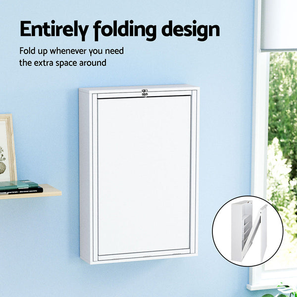 Artiss Computer Desk Office Chair Set PU Leather Wall Mount Foldable Table White Artiss