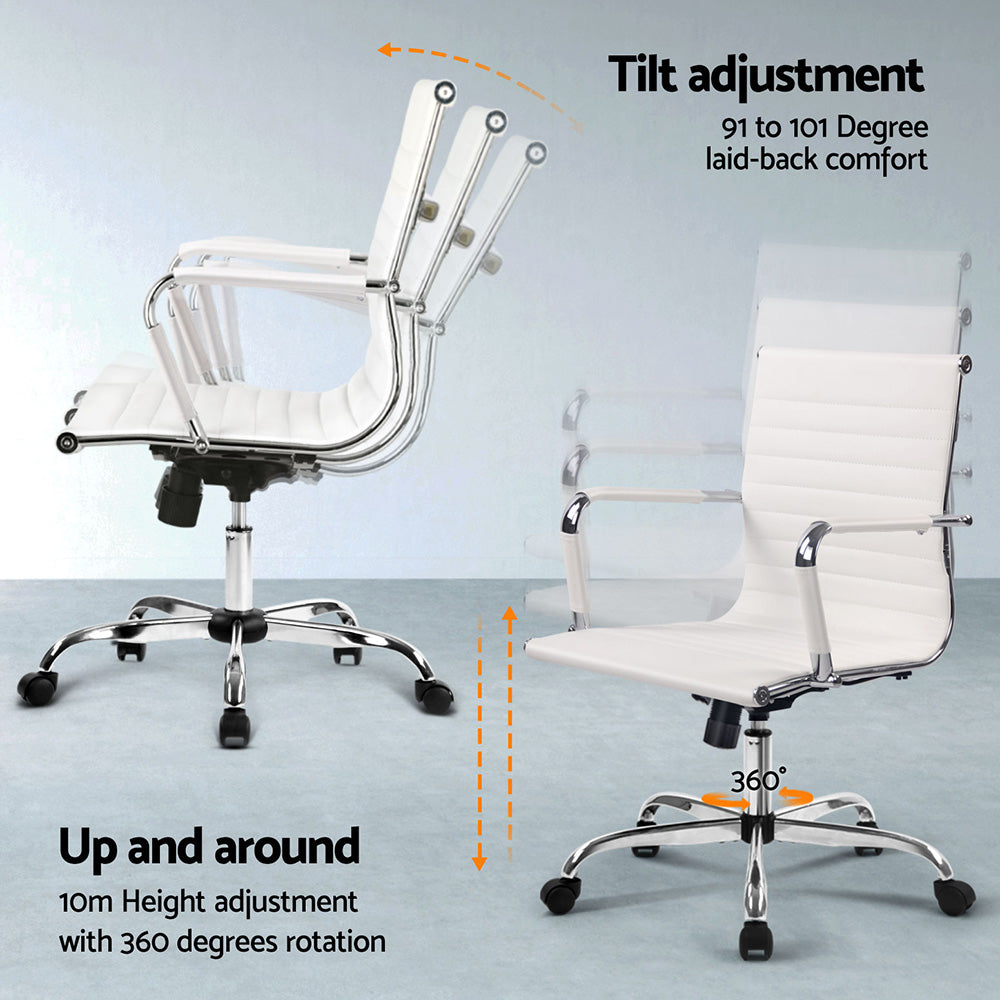 Artiss Computer Desk Office Chair Set PU Leather Wall Mount Foldable Table White Artiss