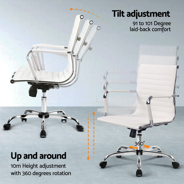 Artiss Computer Desk Office Chair Set PU Leather Wall Mount Foldable Table White Artiss