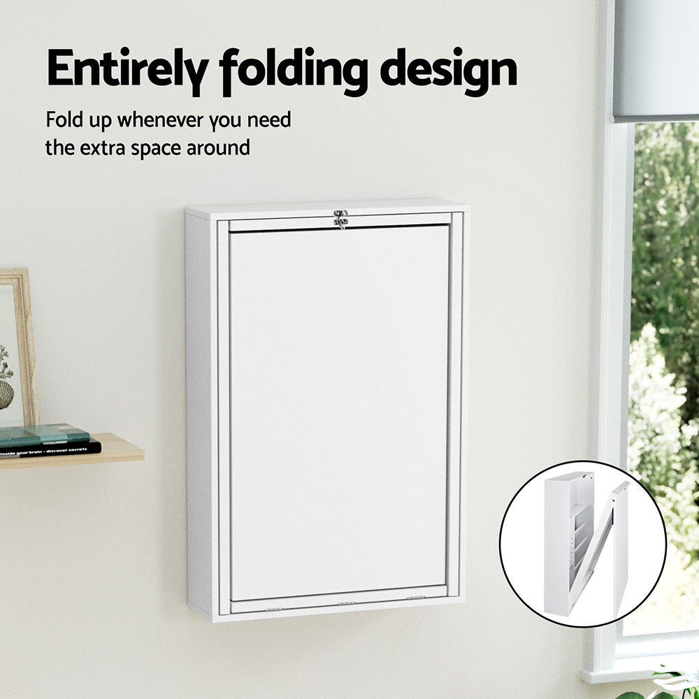Artiss Computer Desk Office Chair Set PU Leather Wall Mount Foldable Table White Awezingly