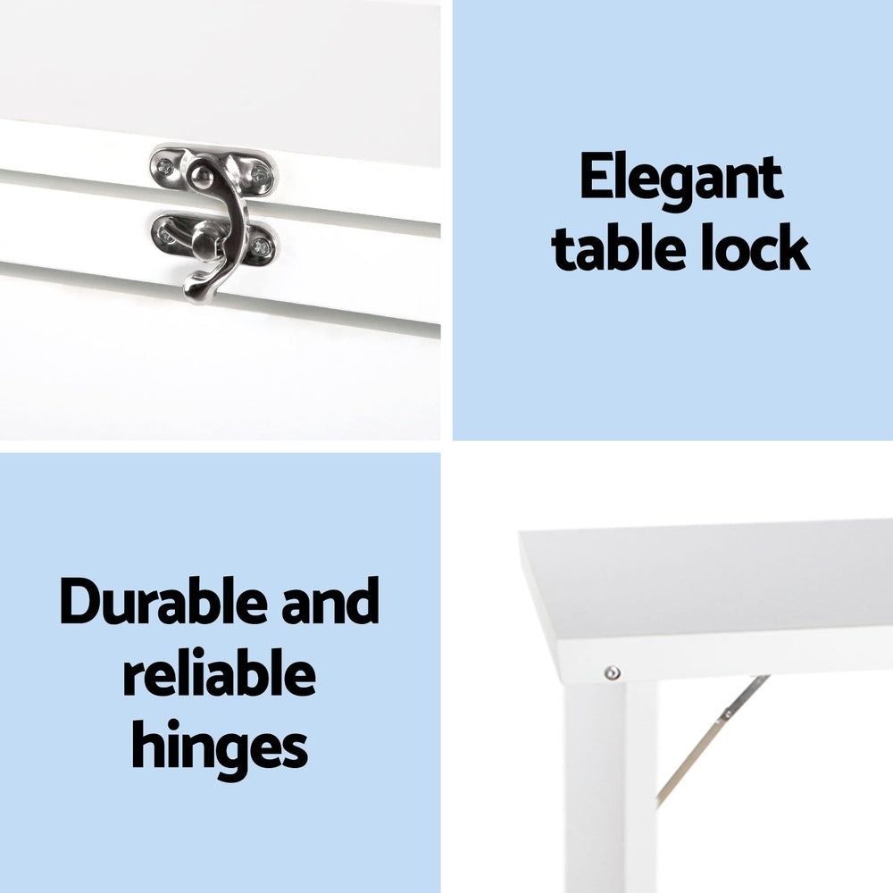 Artiss Foldable Desk with Bookshelf - White Artiss