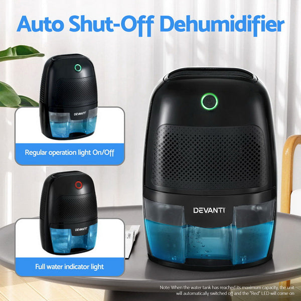 Devanti Dehumidifier 600ML Air Purifier Black Devanti