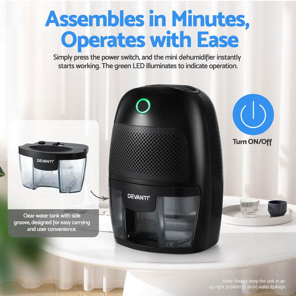 Devanti Dehumidifier 600ML Air Purifier Black Devanti